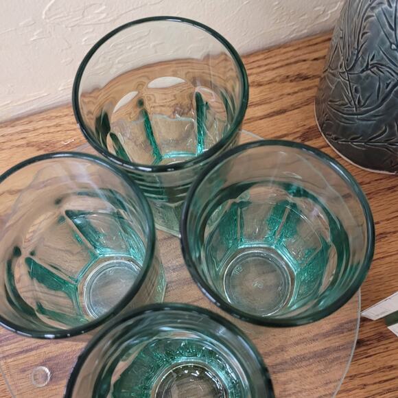4 Libbey Gibraltar Duratuff MCM Spanish Green Juice Glasses;  4.5" Tall;  6oz - Picture 4 of 5